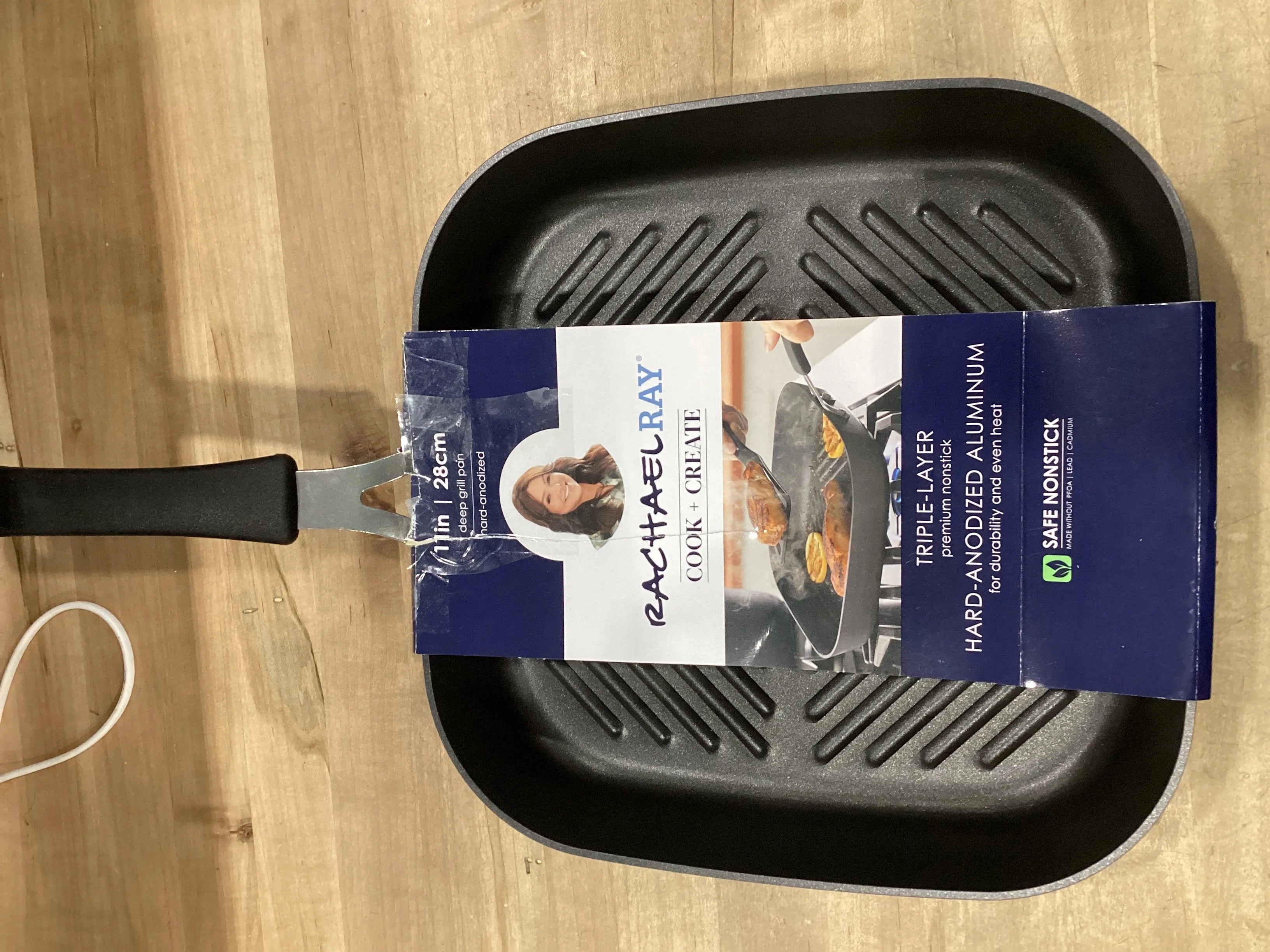 Cook   Create 11" Hard Anodized Nonstick Square Deep Grill Pan with Black Handle