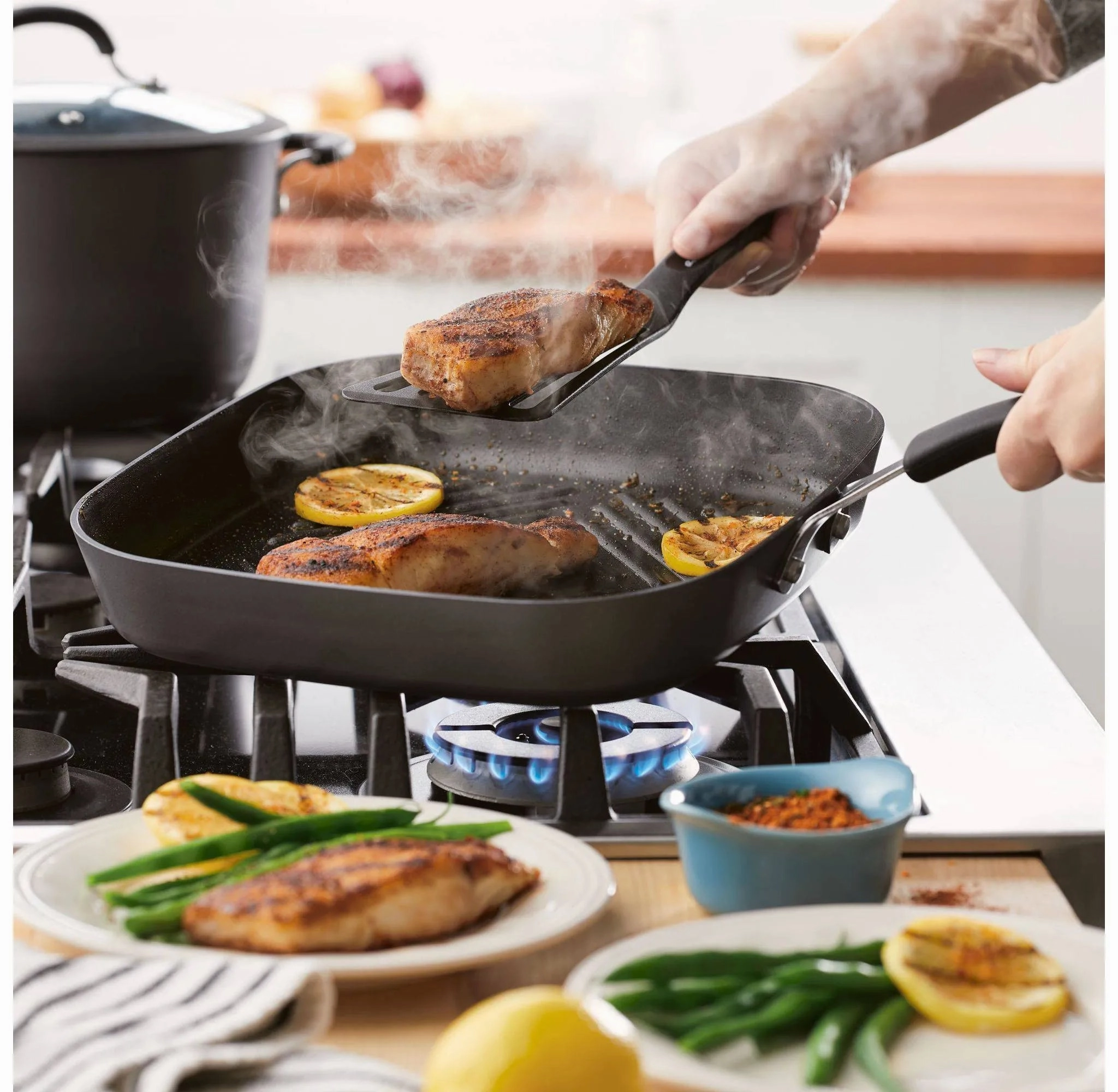 Cook   Create 11" Hard Anodized Nonstick Square Deep Grill Pan with Black Handle
