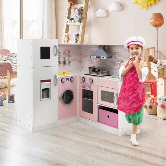 Corner Play Kitchen Wooden Toy Set With Sound and Light