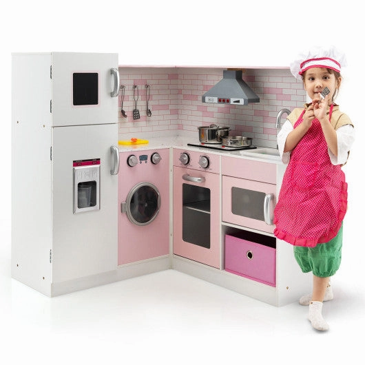 Corner Play Kitchen Wooden Toy Set With Sound and Light