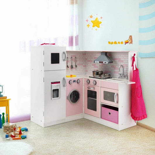 Corner Play Kitchen Wooden Toy Set With Sound and Light