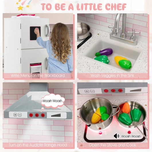 Corner Play Kitchen Wooden Toy Set With Sound and Light