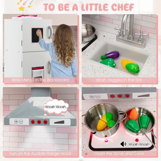Corner Play Kitchen Wooden Toy Set With Sound and Light