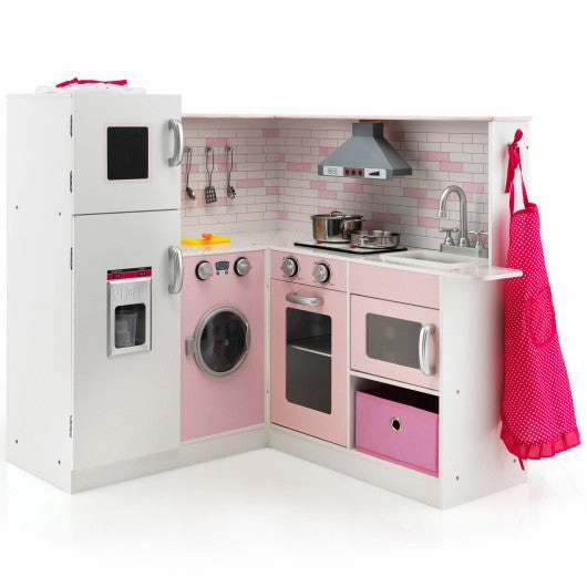 Corner Play Kitchen Wooden Toy Set With Sound and Light