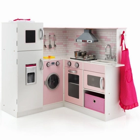 Corner Play Kitchen Wooden Toy Set With Sound and Light