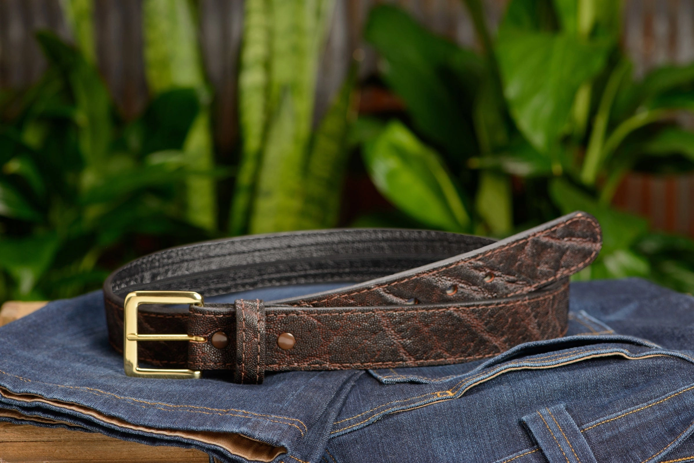 Dark Brown Elephant Money Belt With 25" Zipper 1.50" Wide