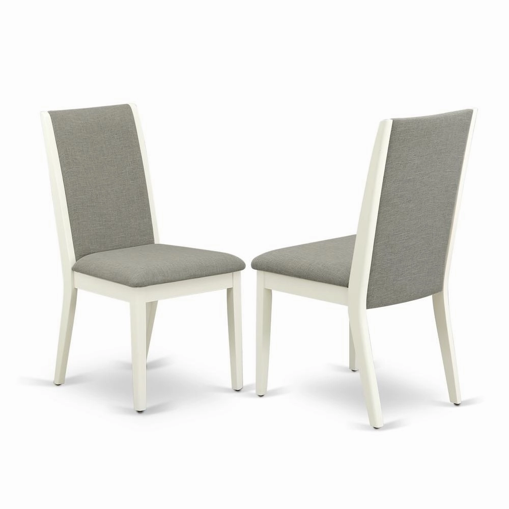 East West Furniture V026LA206-6 6-Piece Stylish Modern Dining Table Set an Outstanding Linen White Dining Room Table Top and Linen White Wooden Bench Indoor and 4 Awesome Linen Fabric Padded Chairs wi