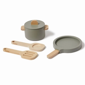 Flexa Pot And Pan Wooden Play Set - Green