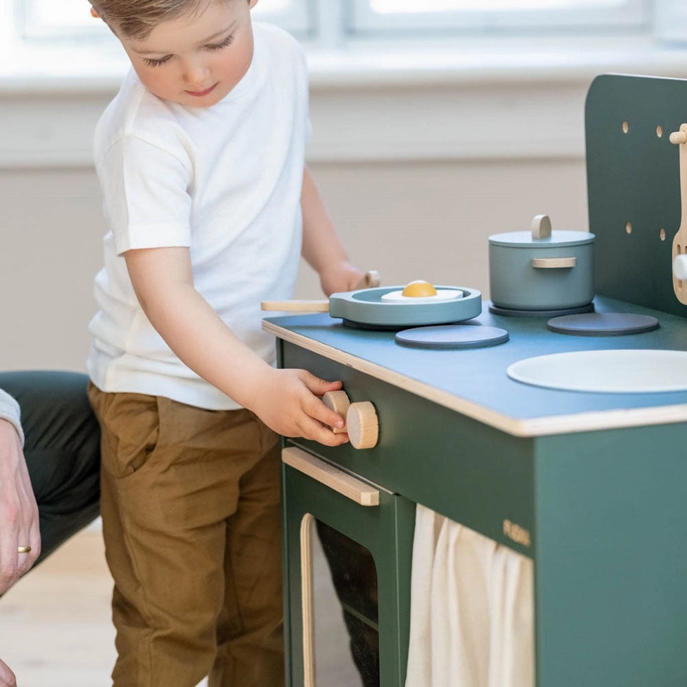Flexa Pot And Pan Wooden Play Set - Green