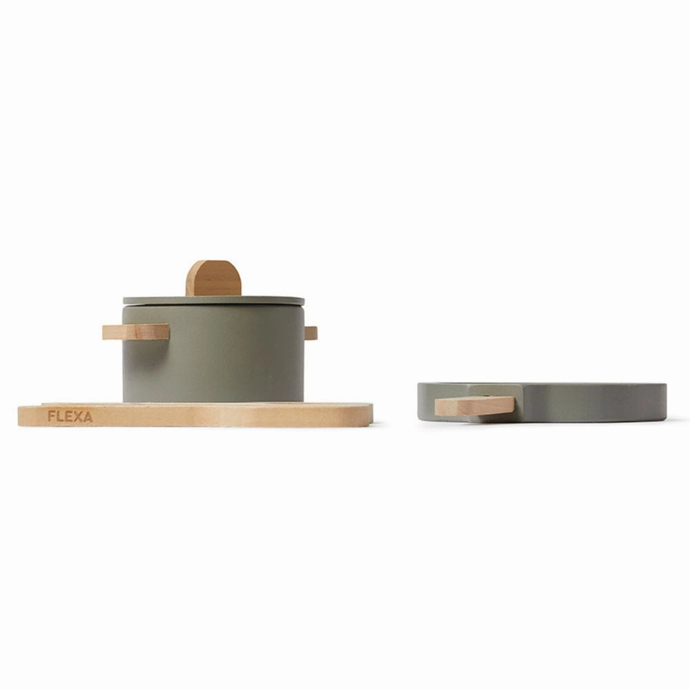 Flexa Pot And Pan Wooden Play Set - Green