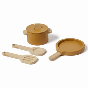 Flexa Pot And Pan Wooden Play Set - Mustard