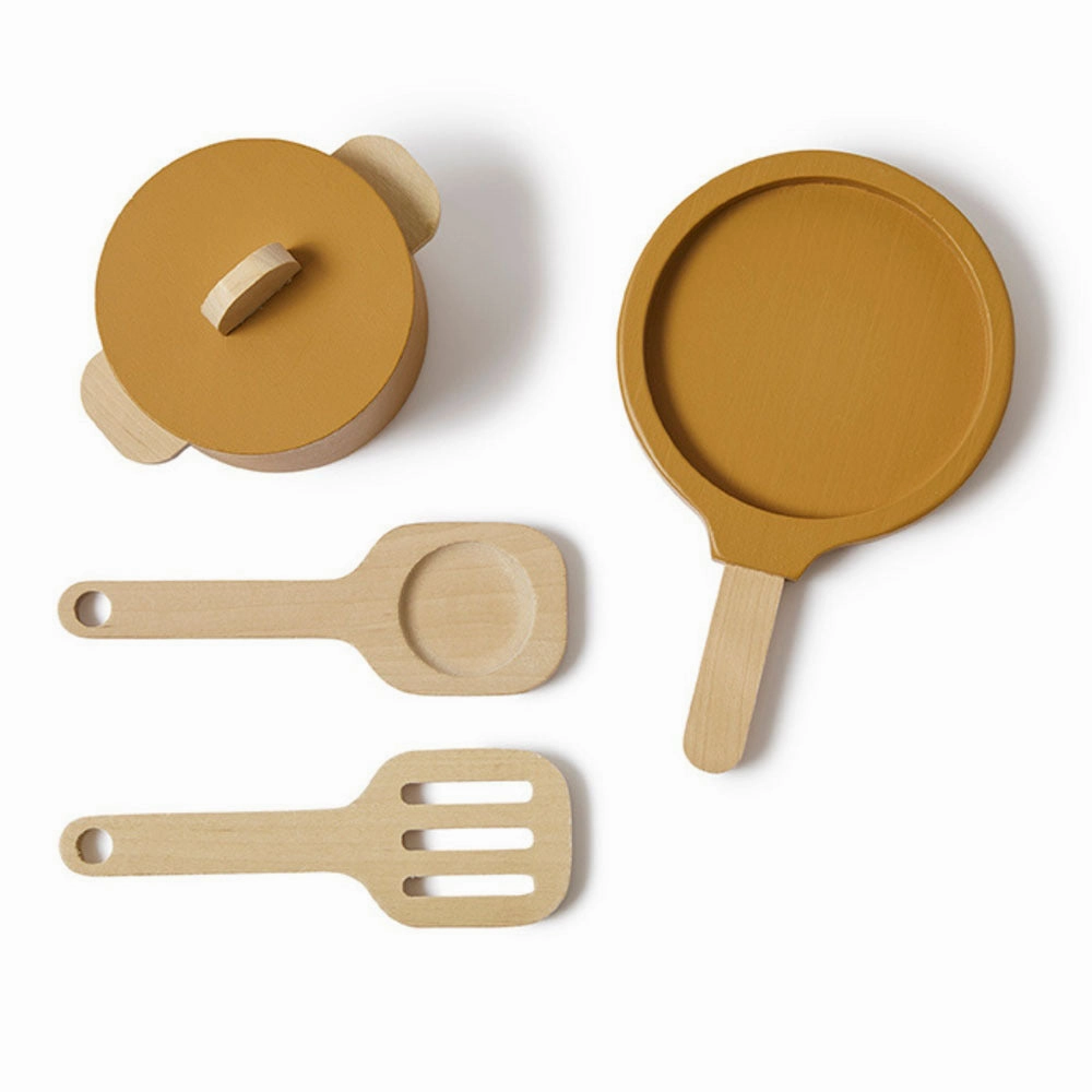 Flexa Pot And Pan Wooden Play Set - Mustard