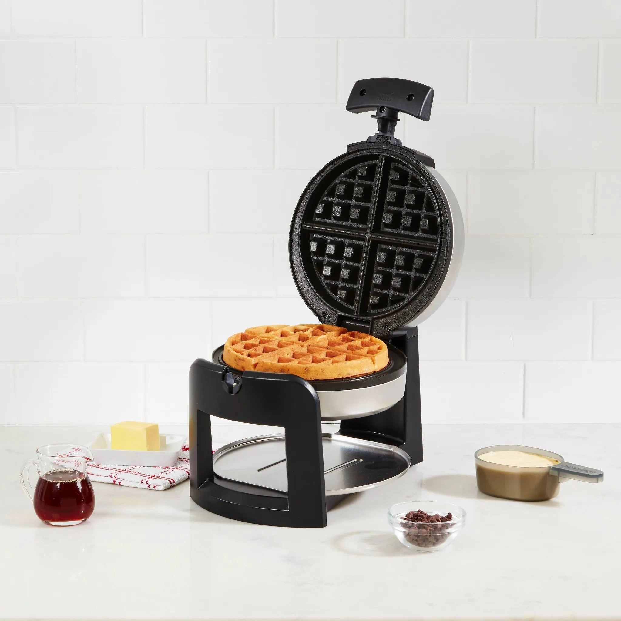 Flip Belgian Waffle Maker - Stainless Steel