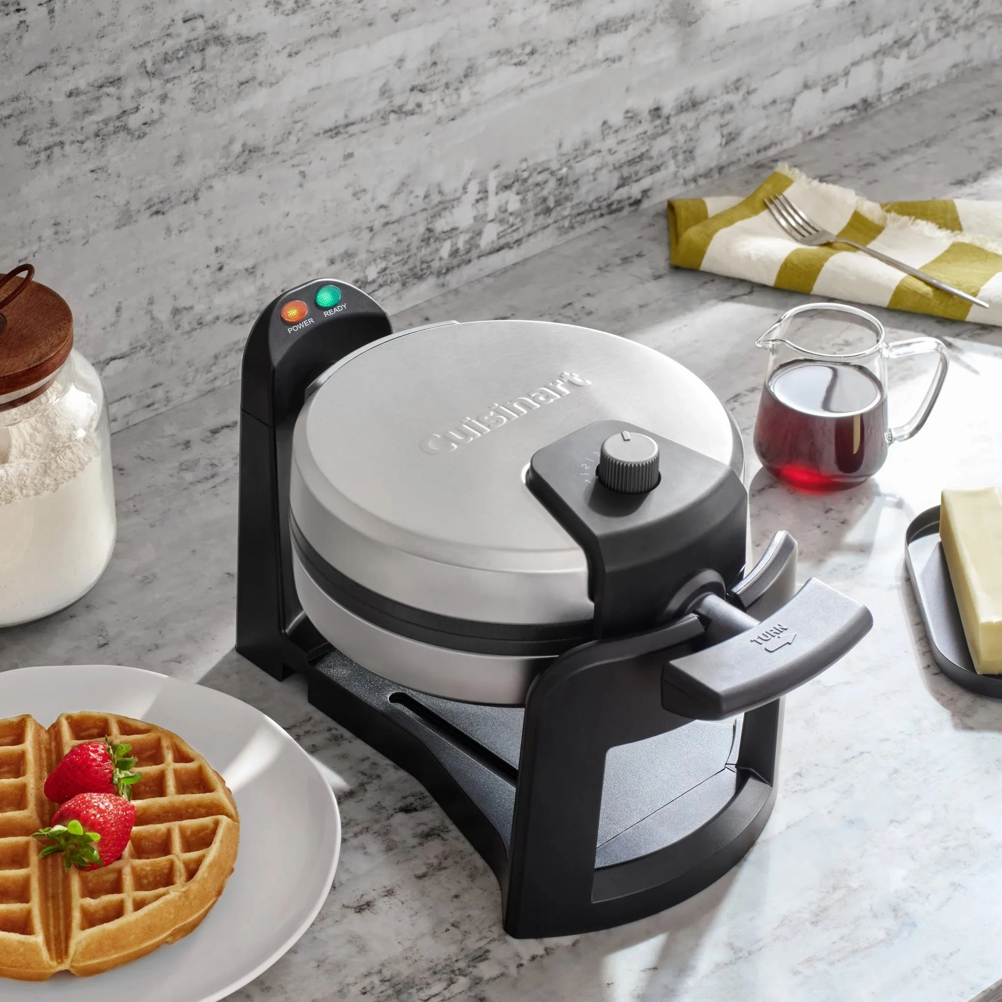 Flip Belgian Waffle Maker - Stainless Steel