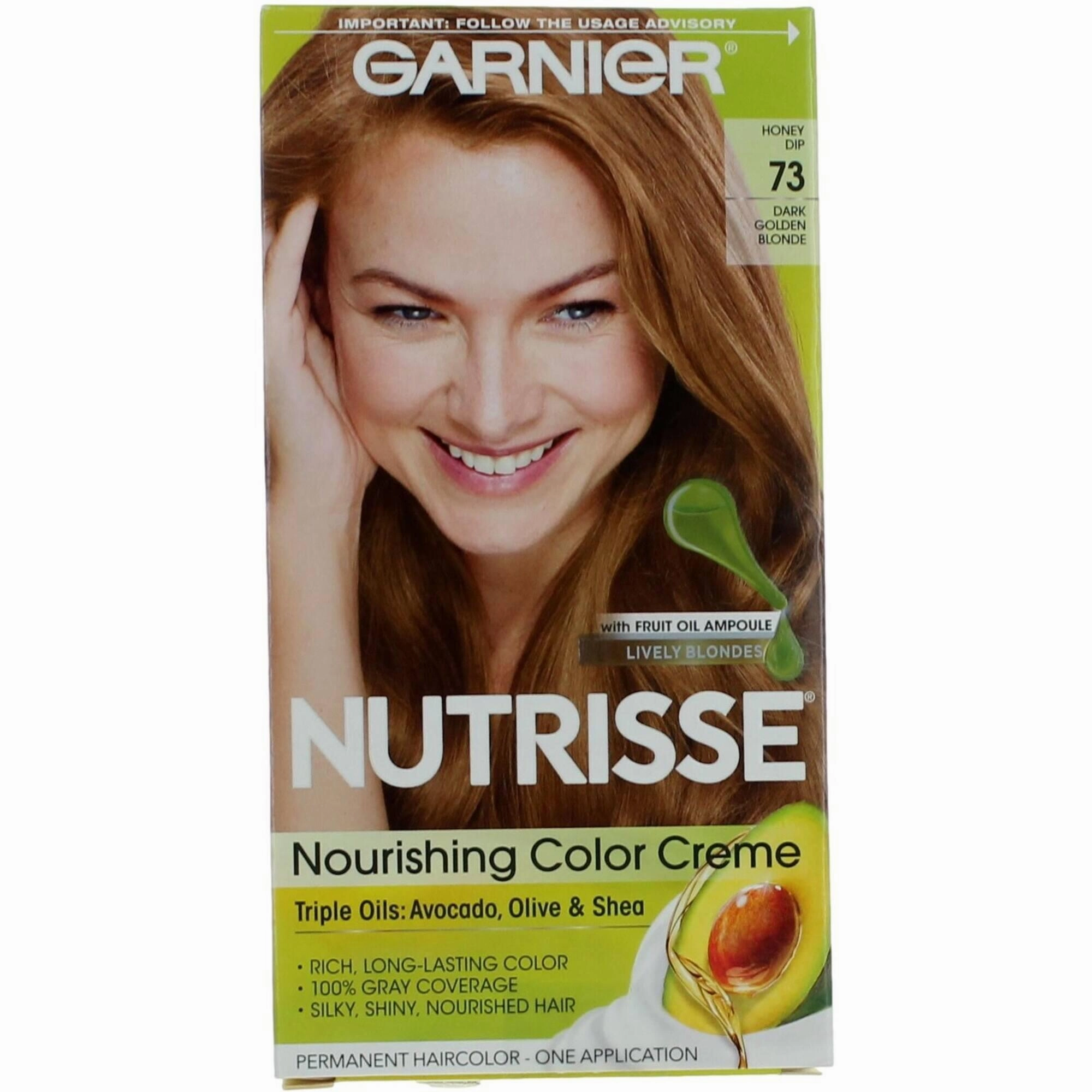 Garnier Women's Permanent Hair Color Kit - Nutrisse Coloring Creme, Honey Dip 73