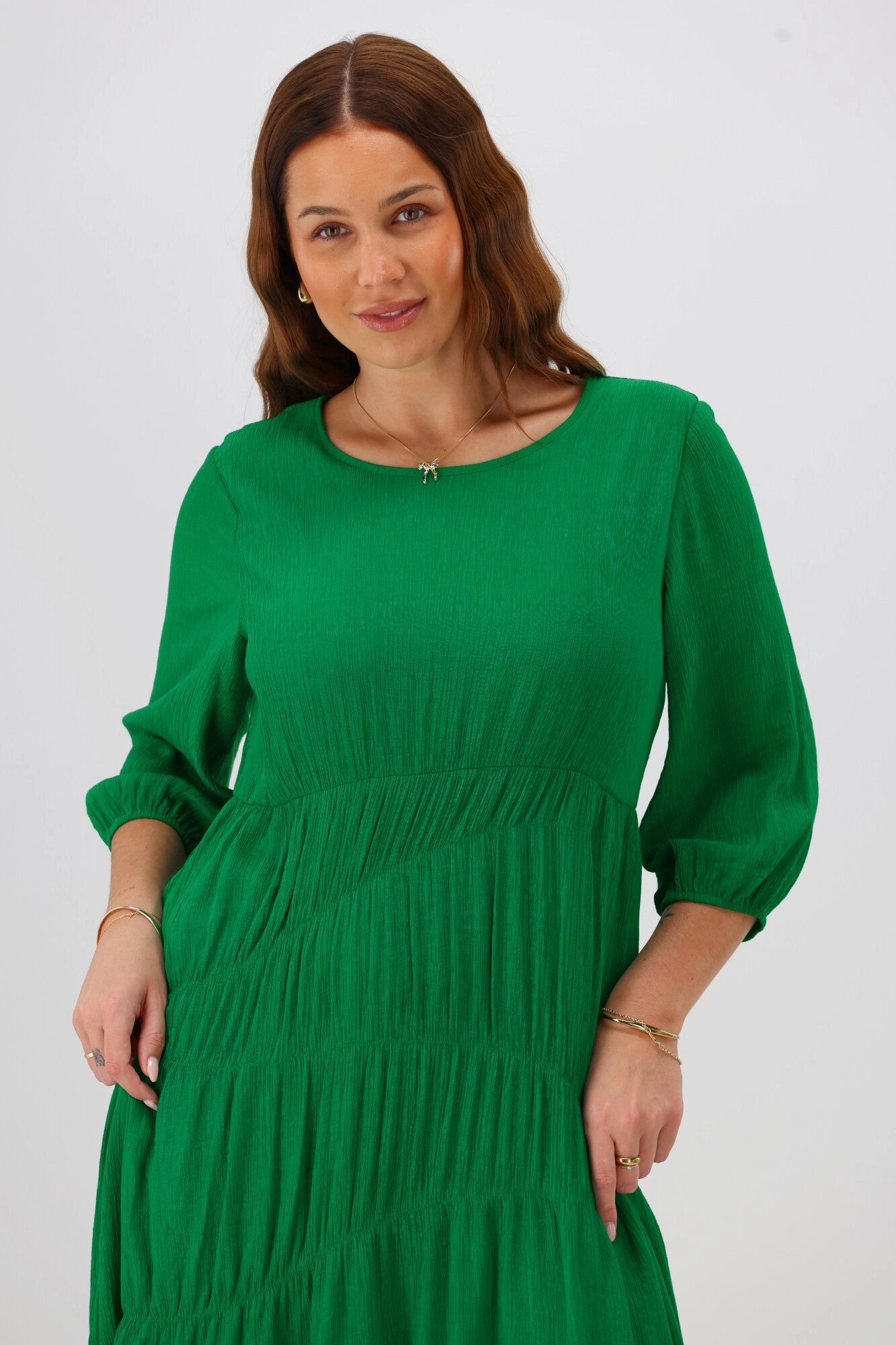 Gloss the Label Mariella Shirred Detail Dress Green