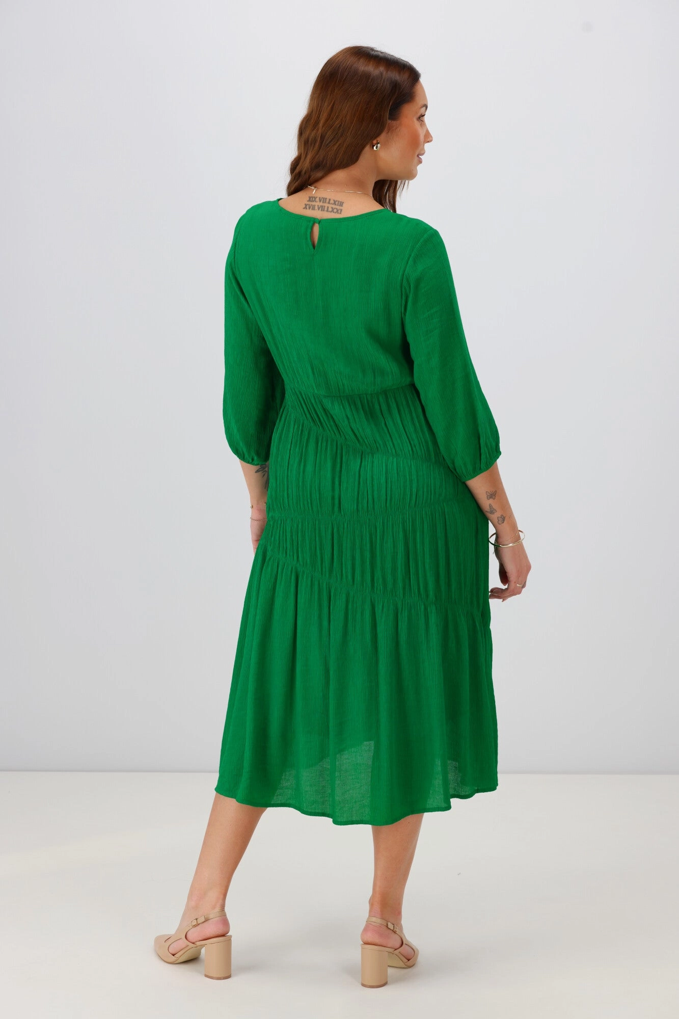Gloss the Label Mariella Shirred Detail Dress Green