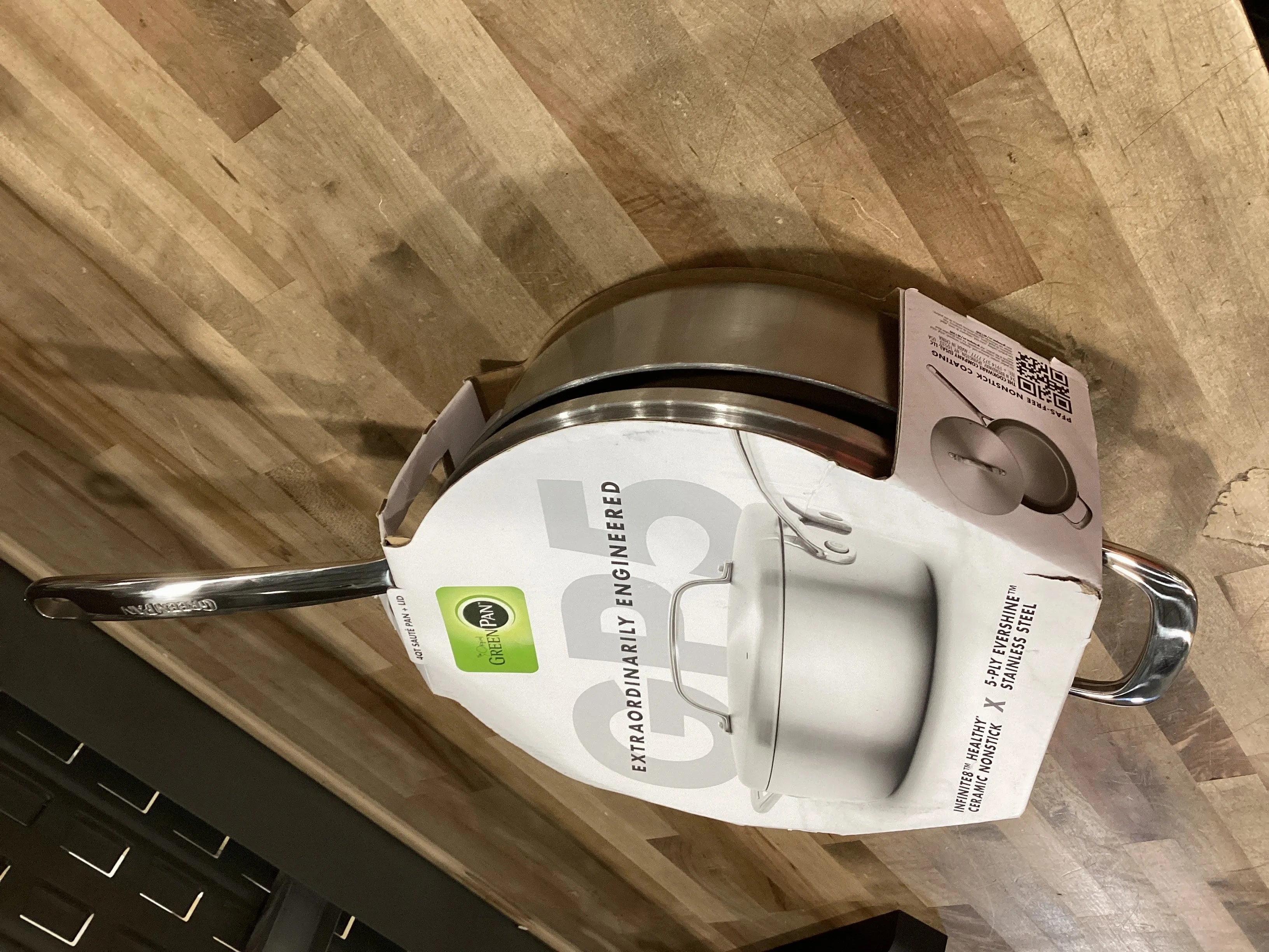 GP5 4qt Ceramic Nonstick 5-PLY Stainless Steel Saute Pan with Lid (See Description)