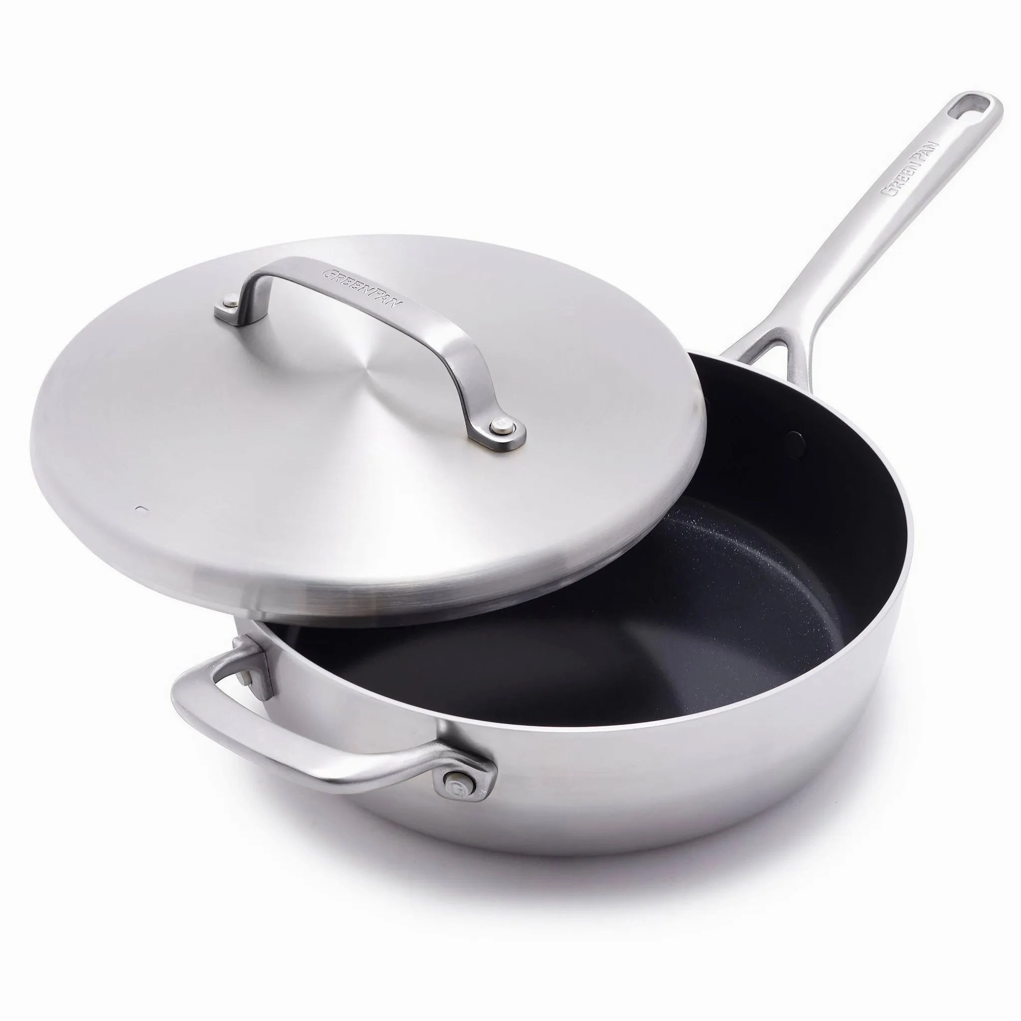 GP5 4qt Ceramic Nonstick 5-PLY Stainless Steel Saute Pan with Lid (See Description)