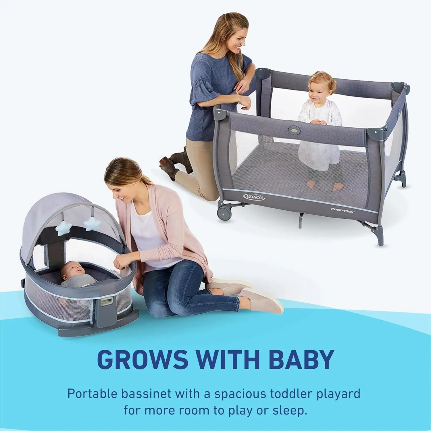 Graco Pack n Play Dome LX Playard with Baby Bassinet, Redmond