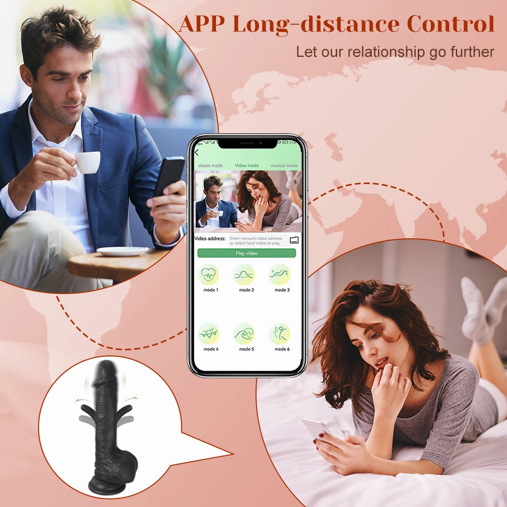 Hazel-APP Control Patting Dildo Realistic Penis Vibrator With 9 Vibrating And Tapping