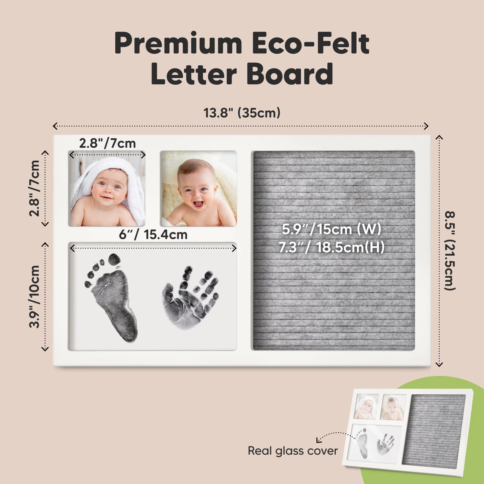 Heartfelt Clean Touch Inkless Hand & Footprint Frame Kit with Letterboard