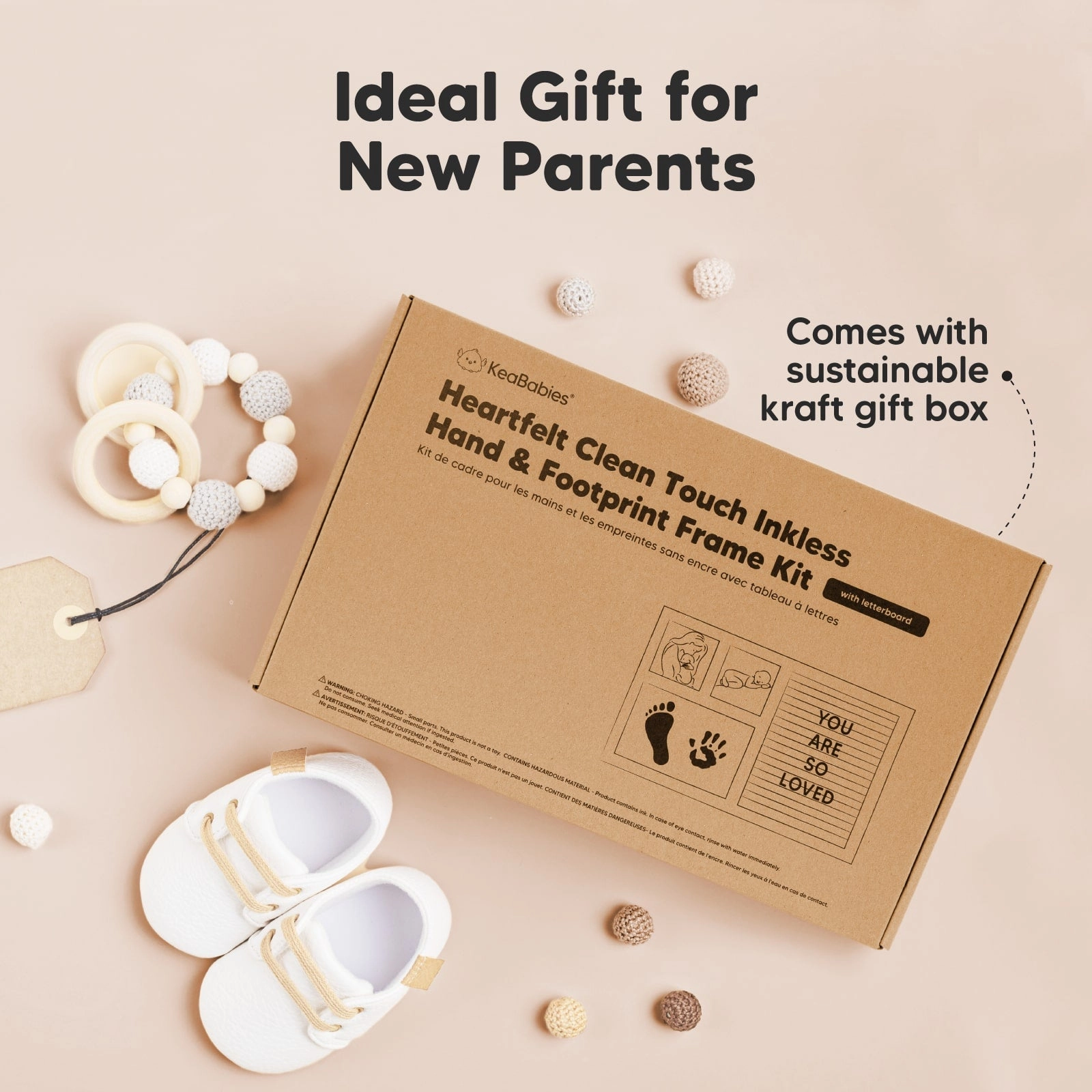 Heartfelt Clean Touch Inkless Hand & Footprint Frame Kit with Letterboard