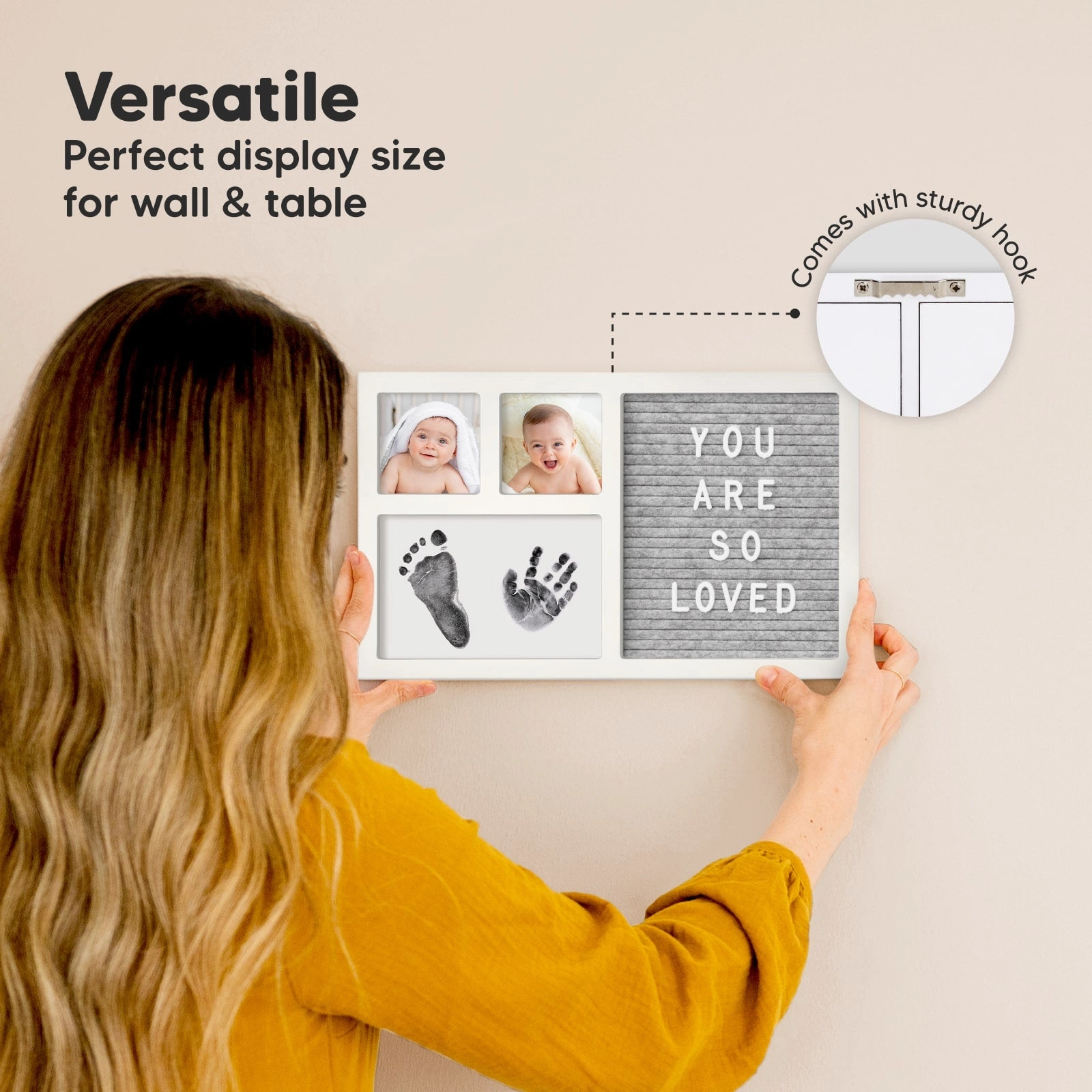 Heartfelt Clean Touch Inkless Hand & Footprint Frame Kit with Letterboard