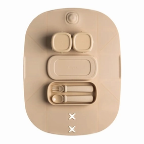 Hegen Mealtime Starter Kit with Foldable Placemat Taupe