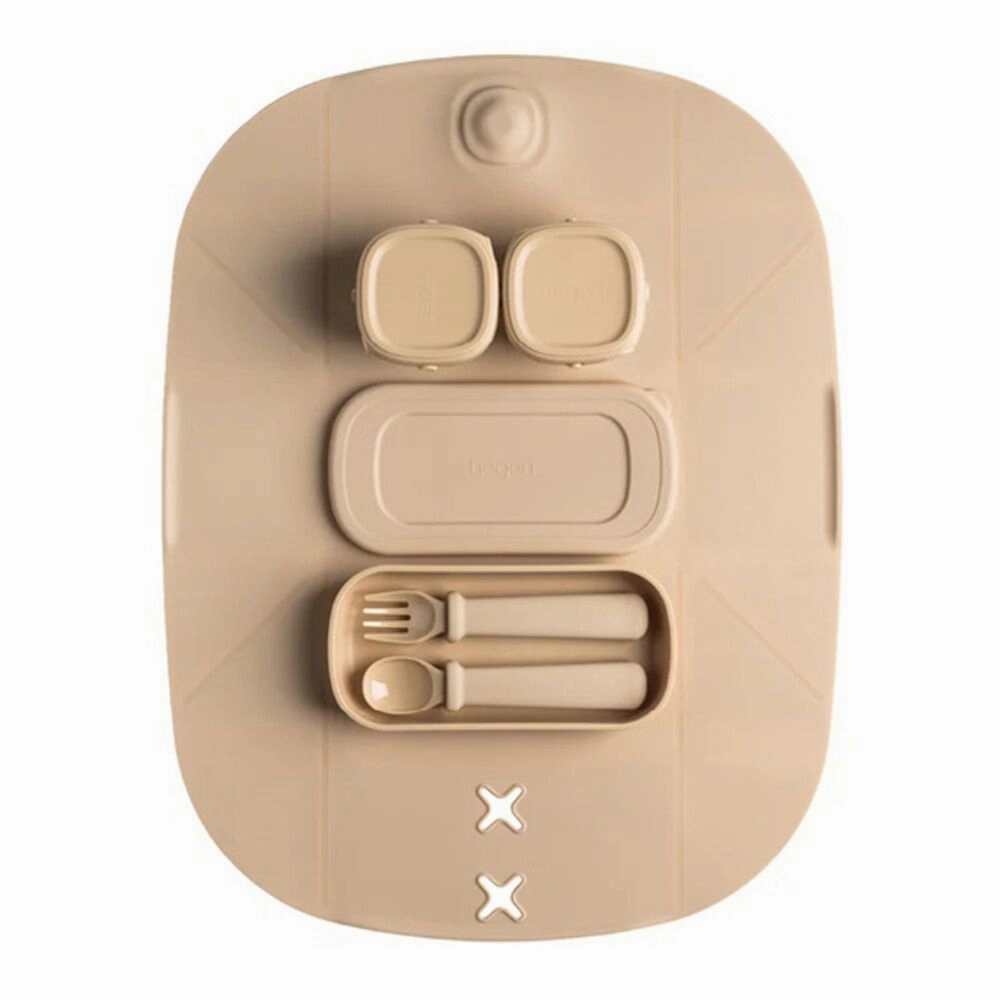 Hegen Mealtime Starter Kit with Foldable Placemat Taupe