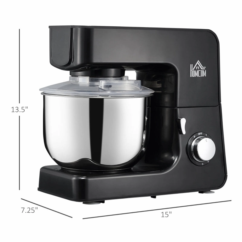 HOMCOM 6 Qt Stand Mixer with 6 1P Speed and Tilt Head - Black