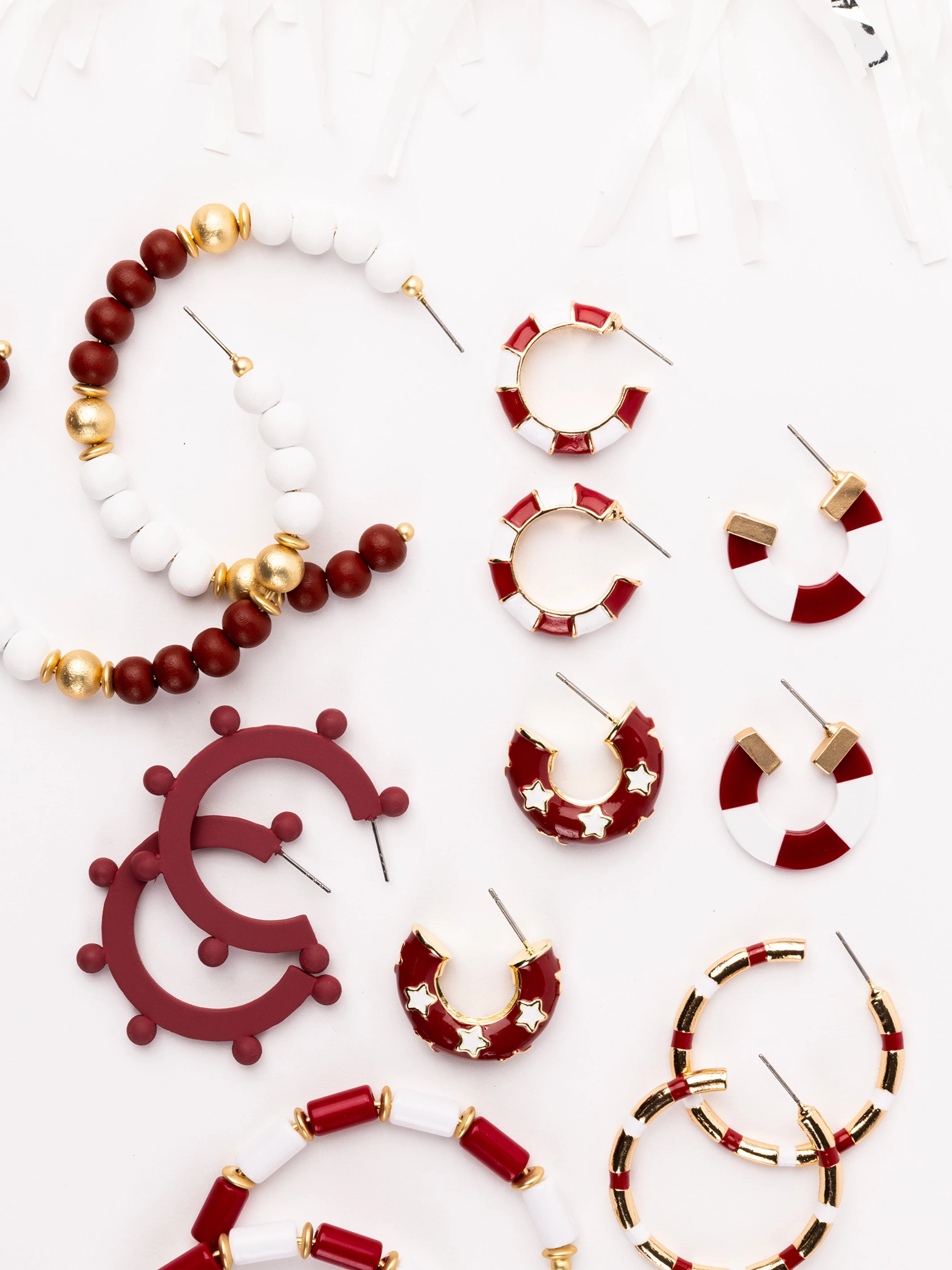 Janette Earrings | Crimson   White