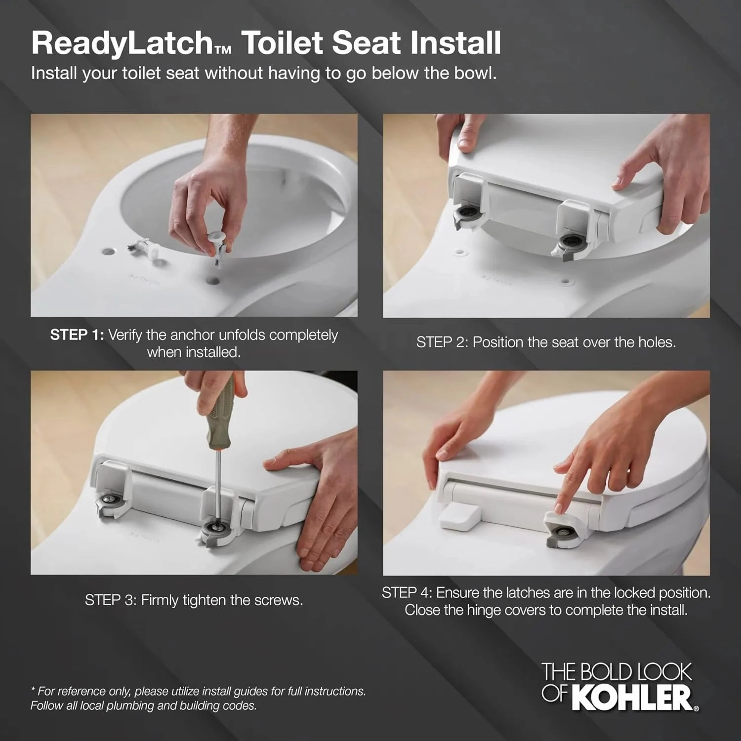 KOHLER 75758-RL-0 Cachet Nightlight ReadyLatch Round-Front Toilet Seat