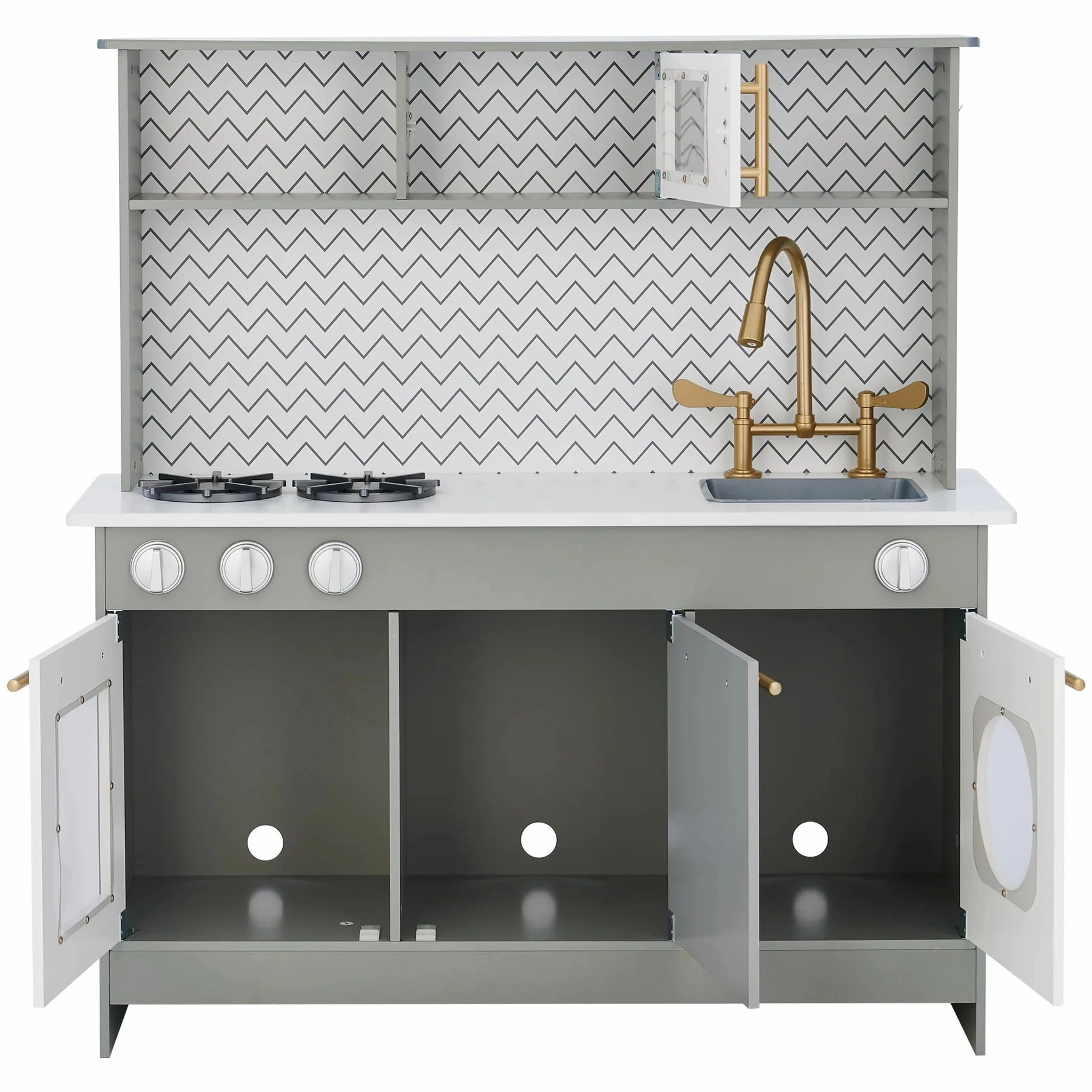 Little Chef Berlin Modern Play Kitchen with Accessories, Gray/White