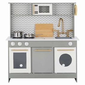 Little Chef Berlin Modern Play Kitchen with Accessories, Gray/White