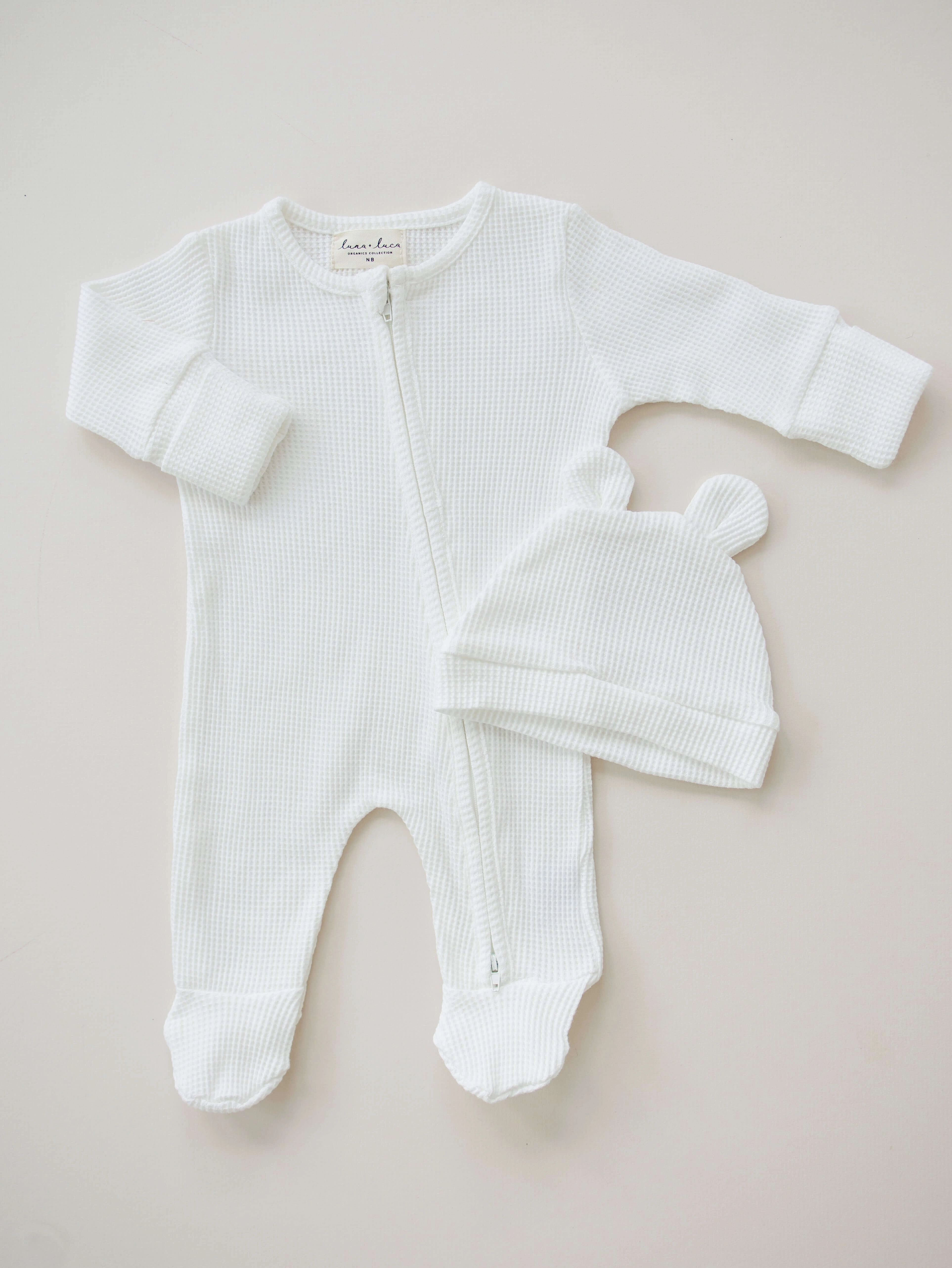 Luna   Luca Bear Waffle Set | White