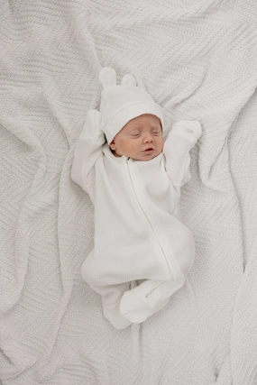 Luna   Luca Bear Waffle Set | White