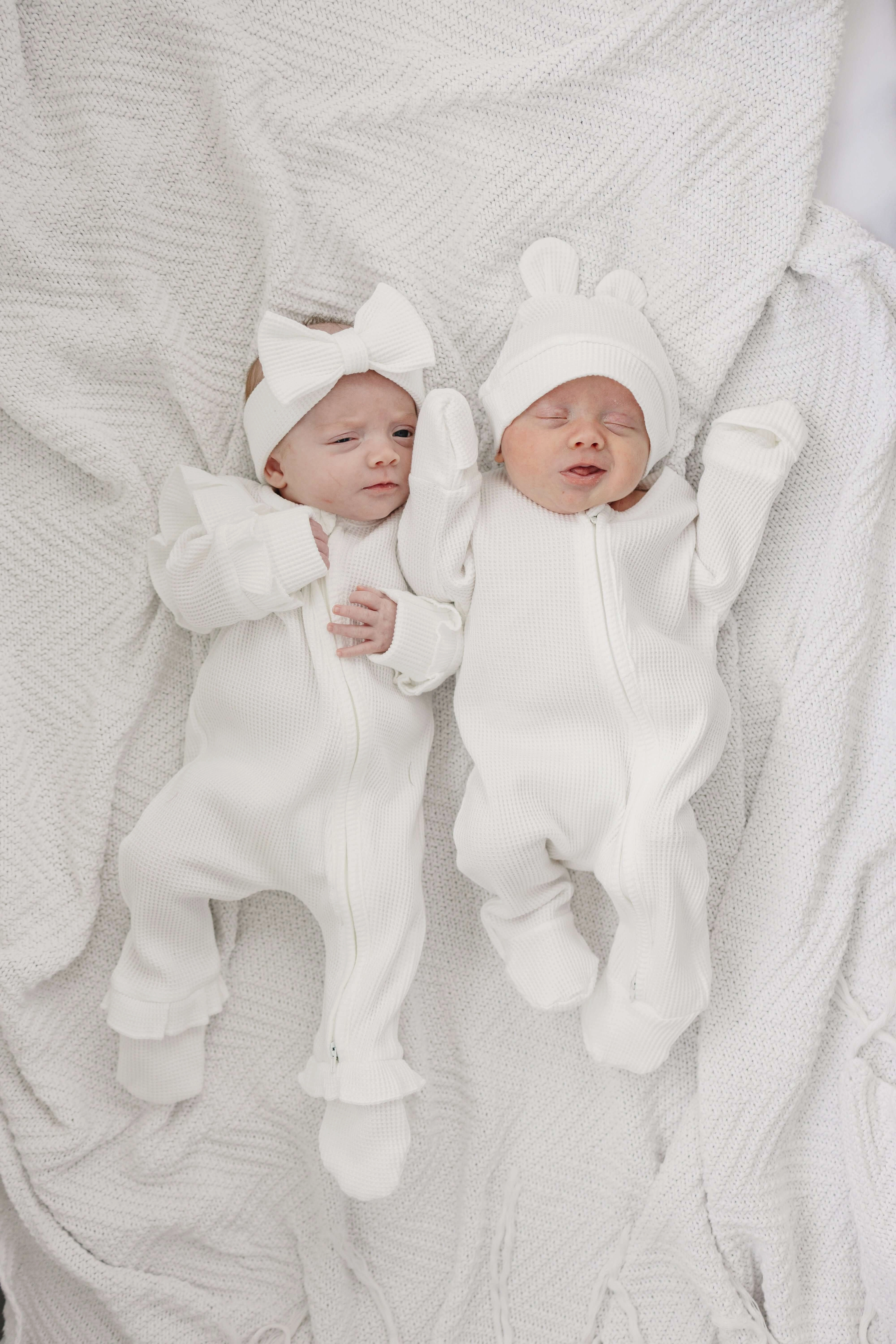 Luna   Luca Bear Waffle Set | White