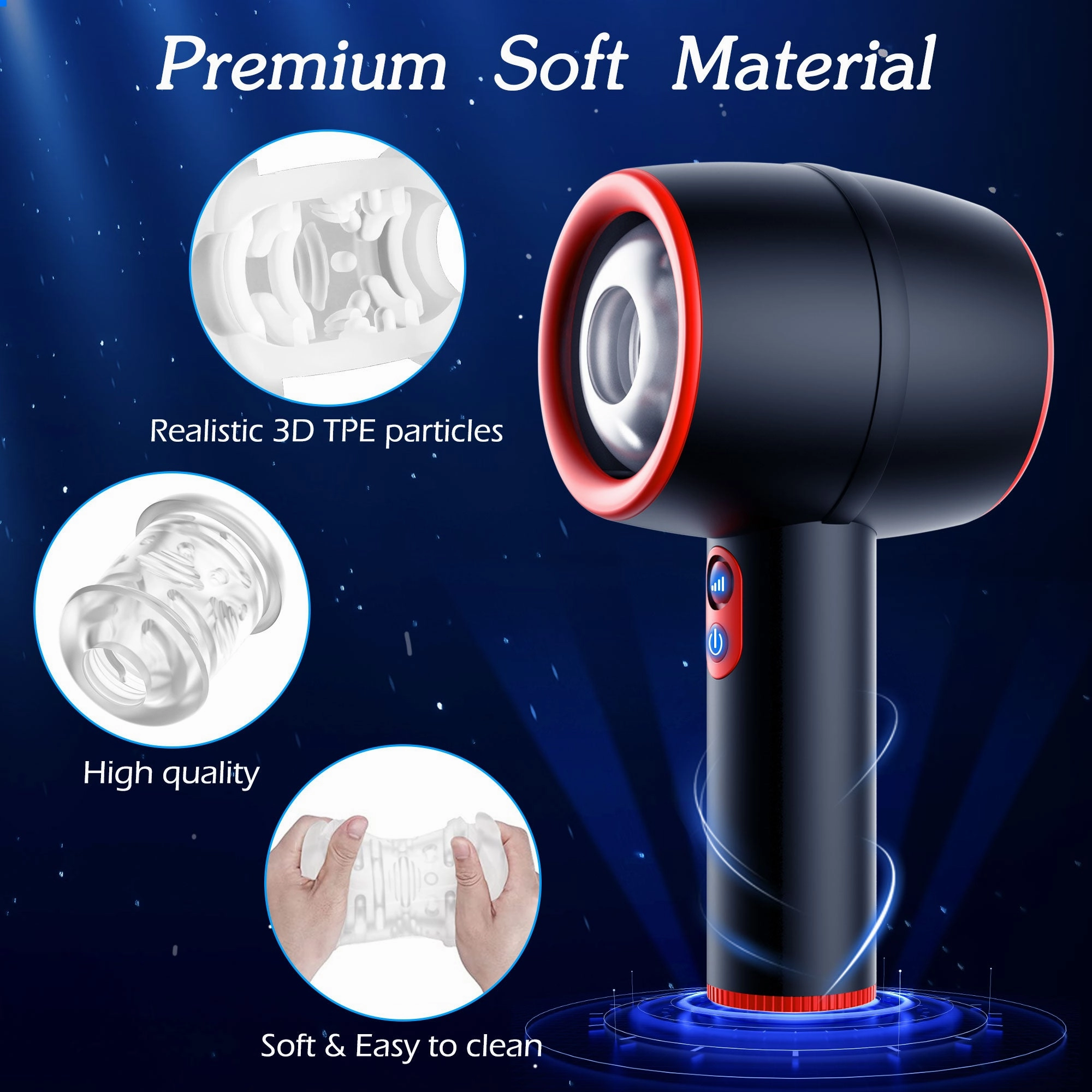 Male Masturbators Cup with 3 Thrusting Modes, Double Speed Magnetic Charging