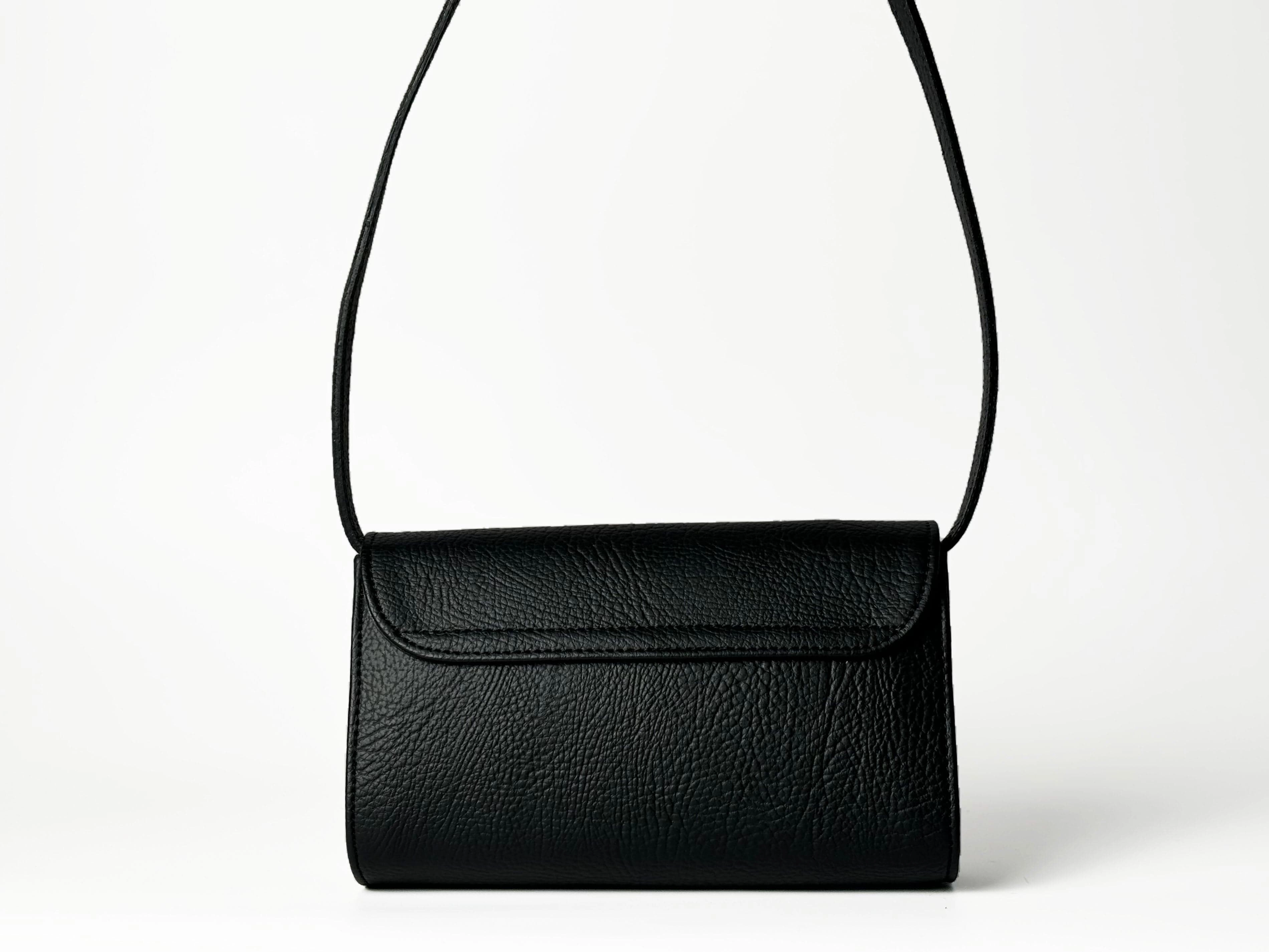 Marlee Apple Leather Vegan Crossbody Bag | Black