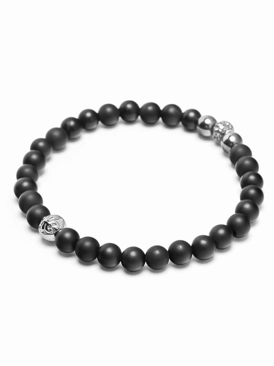 Men's Black Diamond Wristband with Onyx and Hematite