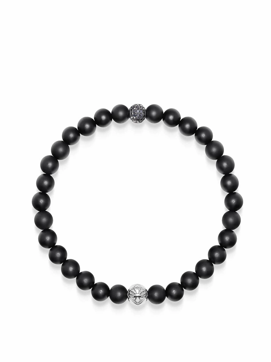 Men's Black Diamond Wristband with Onyx
