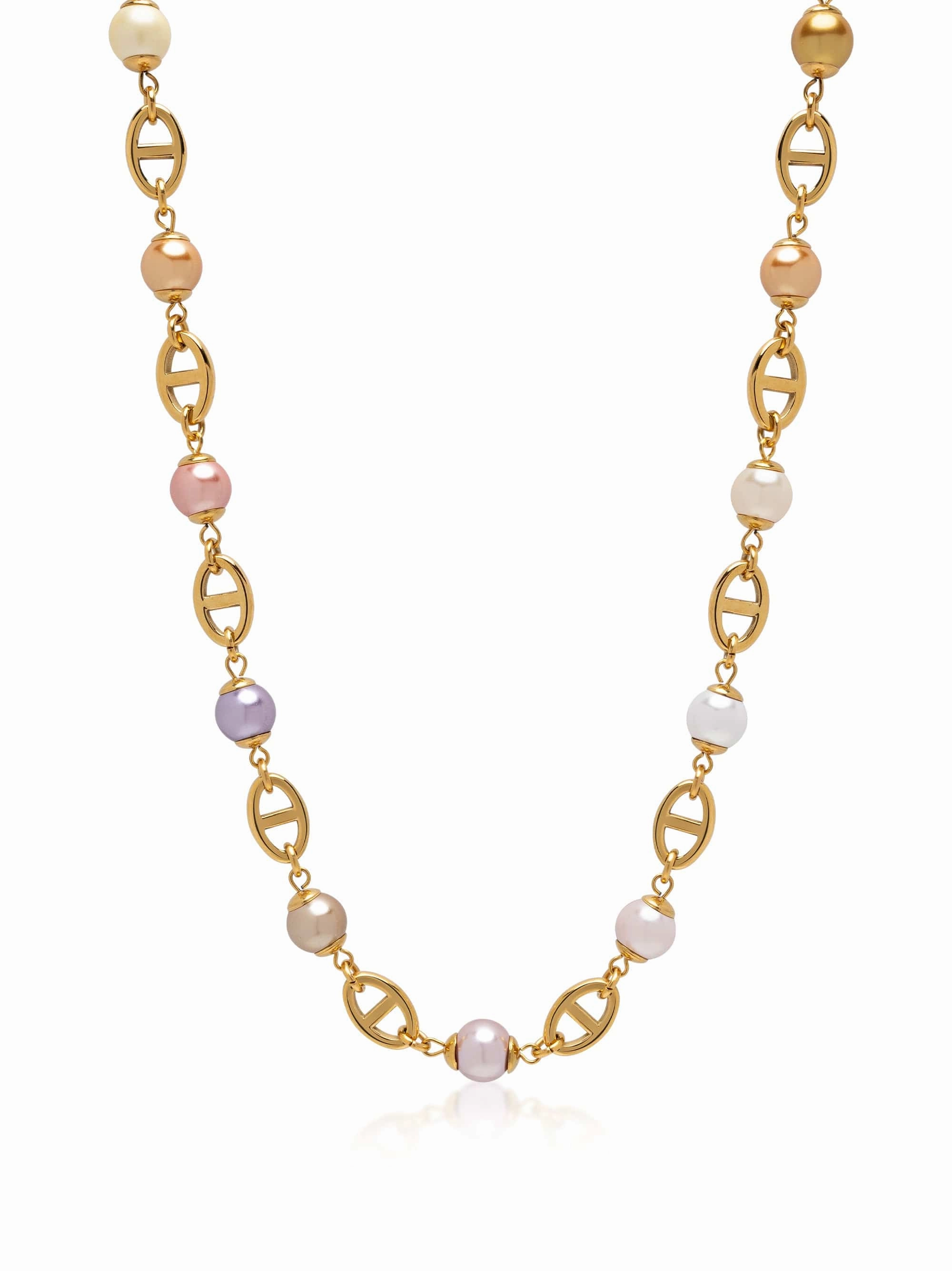 Men's Gold Mariner Chain with Multicolored Pearls