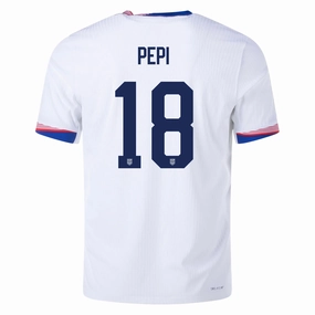 Nike Mens United States Authentic Ricardo Pepi Match Home Jersey 24/25 (White/Obsidian)