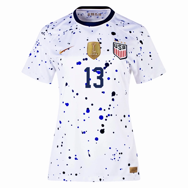 Nike Womens United States Alex Morgan 4 Star Home Jersey 23/24 w/ 2019 World Cup Champion Patch (White/Loyal Blue)