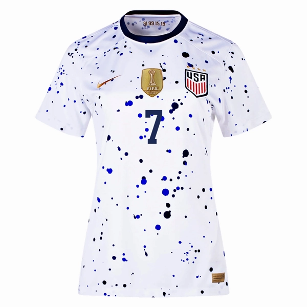 Nike Womens United States Ashley Hatch 4 Star Home Jersey 23/24 w/ 2019 World Cup Champion Patch (White/Loyal Blue)