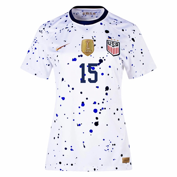 Nike Womens United States Megan Rapinoe 4 Star Home Jersey 23/24 w/ 2019 World Cup Champion Patch (White/Loyal Blue)
