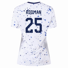 Nike Womens United States Trinity Rodman 4 Star Authentic Match Home Jersey 23/24 w/ 2019 World Cup Champions Patch (White/Loyal Blue)