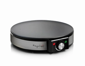 Nonstick Griddle: Silver Electric Crepe & Pancake Maker with Adjustable Browning, 250W, 12" Aluminized Surface
