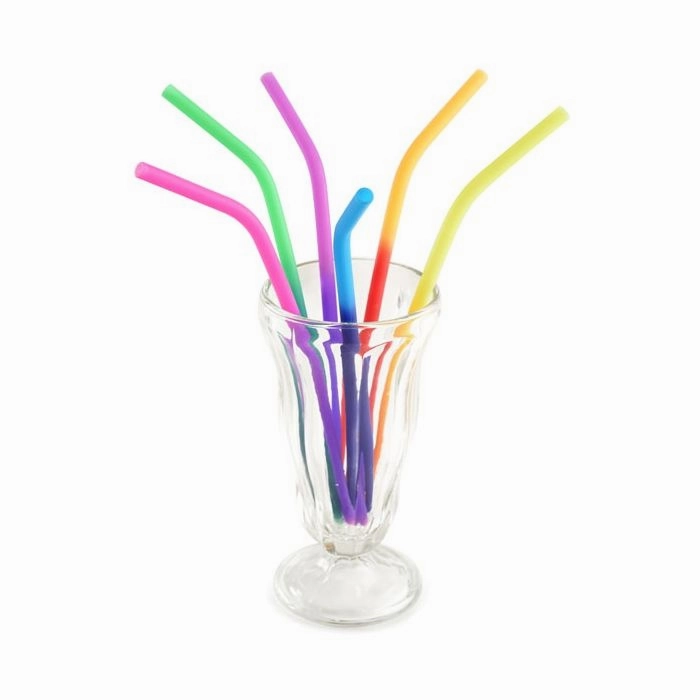 Norpro Silicone Reusable Color Changing Straws with Cleaning Brush, Set of 6